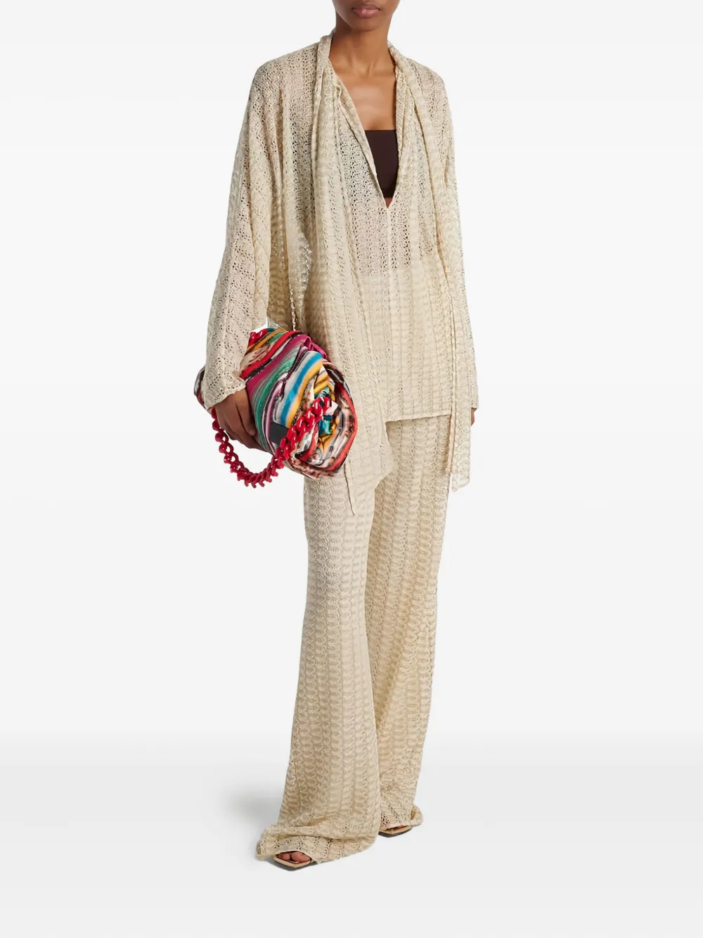 Missoni striped-pattern clutch - Beige