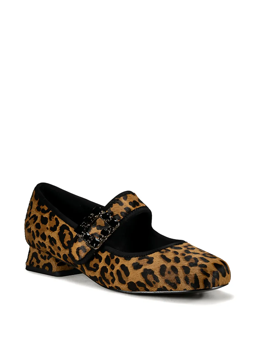 Gold & Rouge 25mm Doll buckle leopard print ballet flats - Bruin