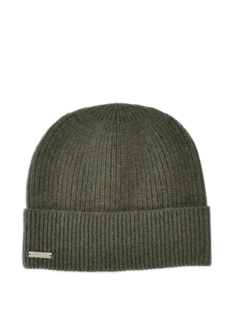 SEEBERGER logo-plaque ribbed beanie