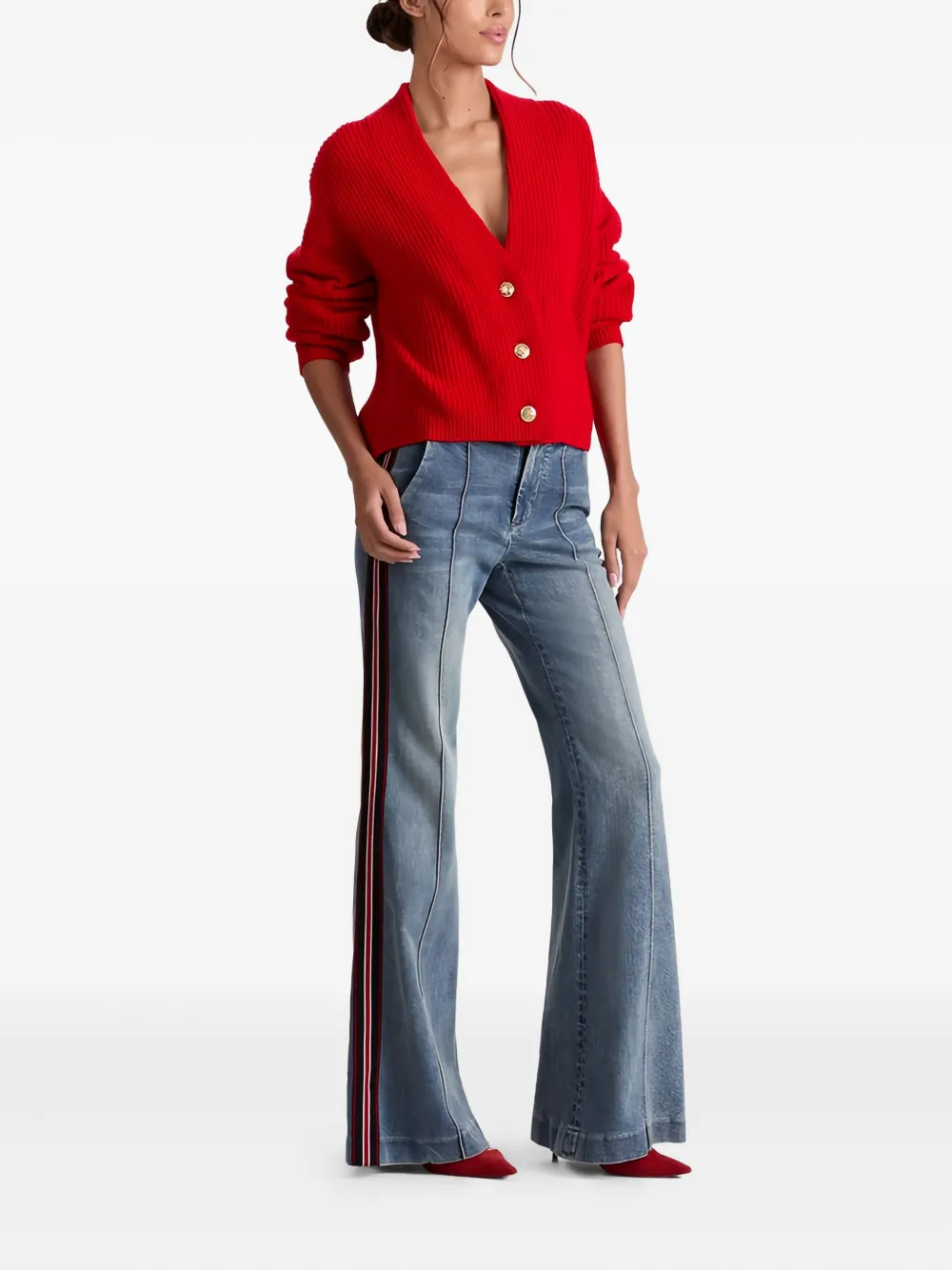 Alice And Olivia Holden Foldback Cardigan In Red