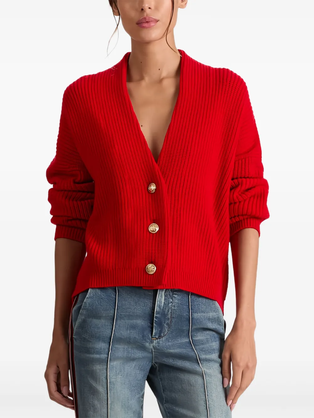 Alice And Olivia Holden Foldback Cardigan In Red