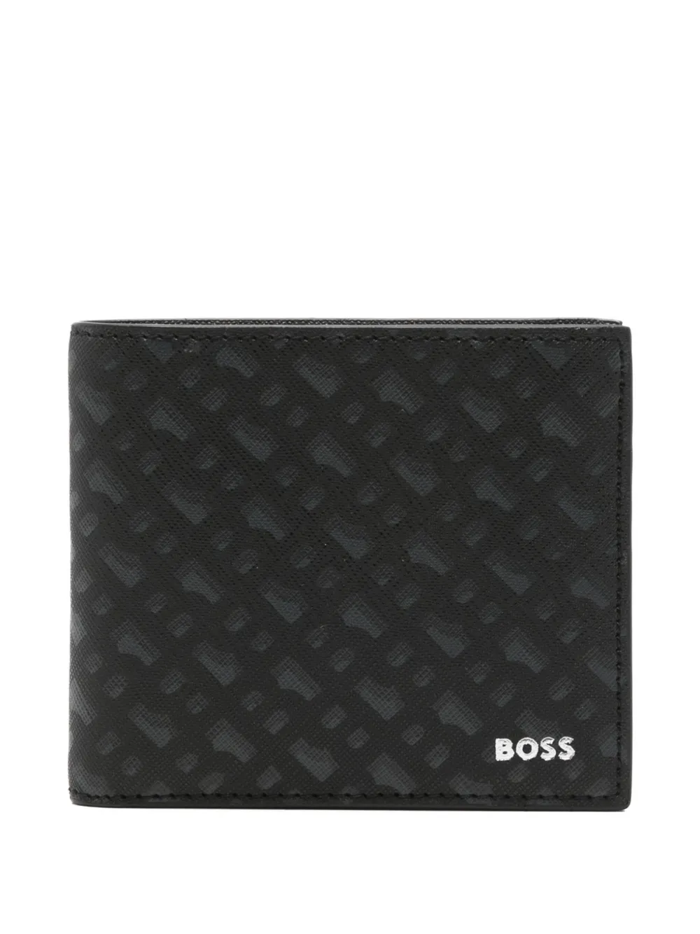 Hugo Boss Monogram-print Wallet In Black
