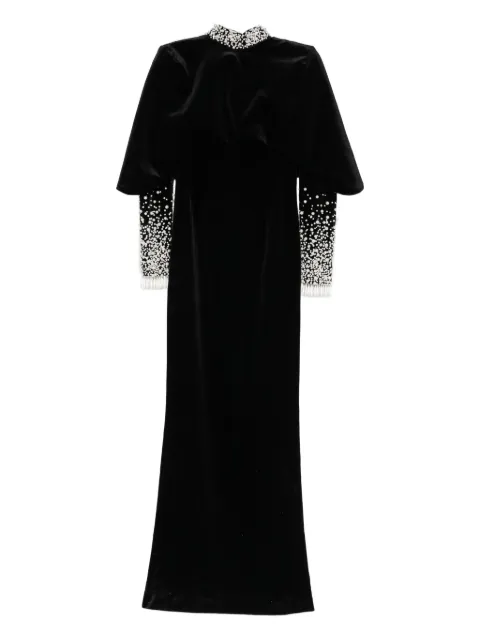 JEAN-LOUIS SABAJI faux-pearl embellished velvet gown