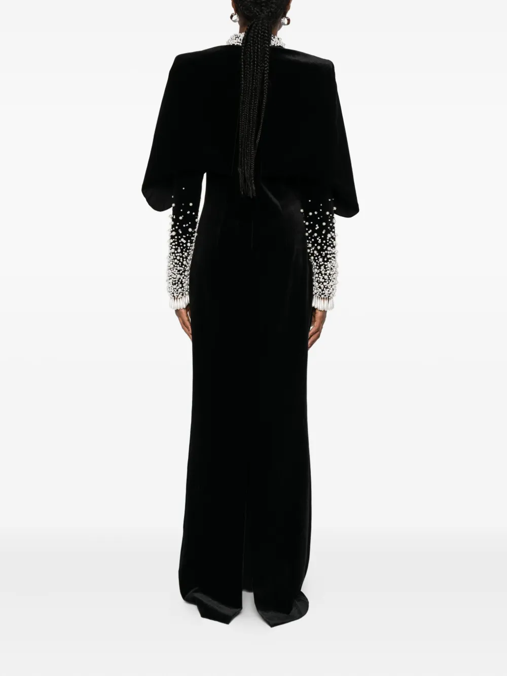 JEAN-LOUIS SABAJI Fluwelen avondjurk verfraaid met imitatieparels Zwart