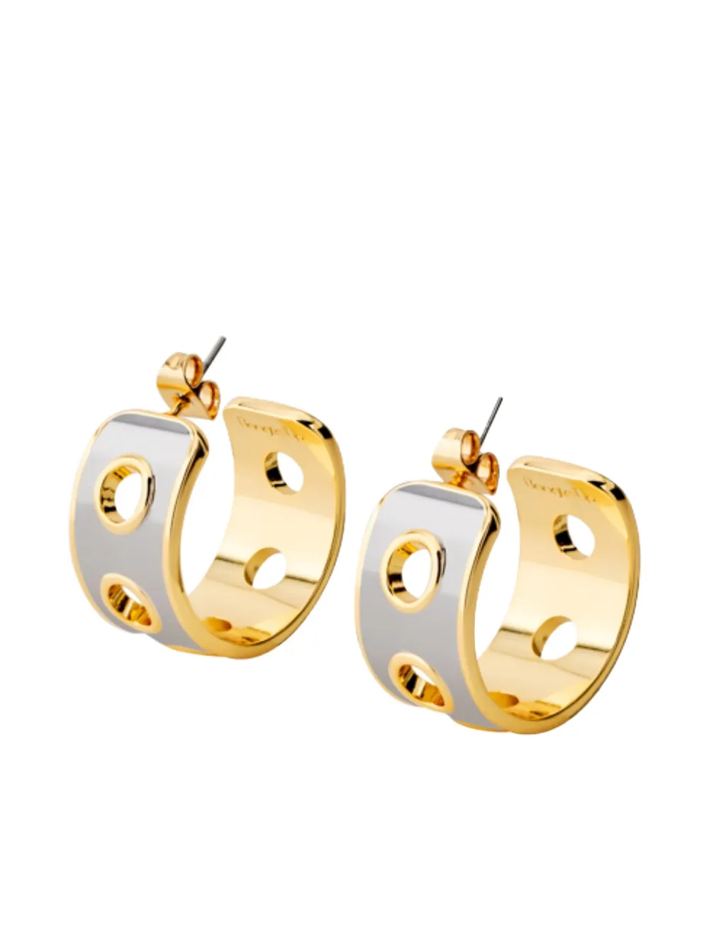 BANGLE UP Eyelet cut-out hoop earrings - Zilver
