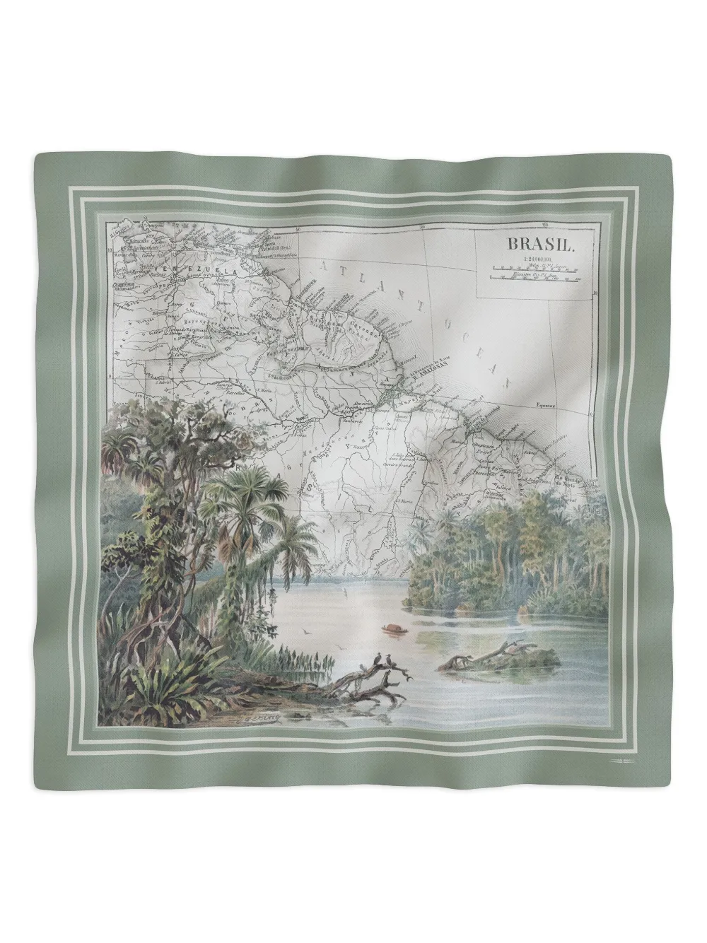 MAOULI Luisa map-print scarf | Green | Image 1