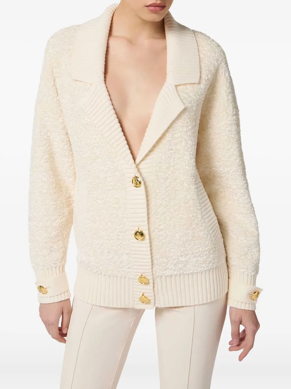 Elisabetta Franchi Buttoned Cardigan In Neutral