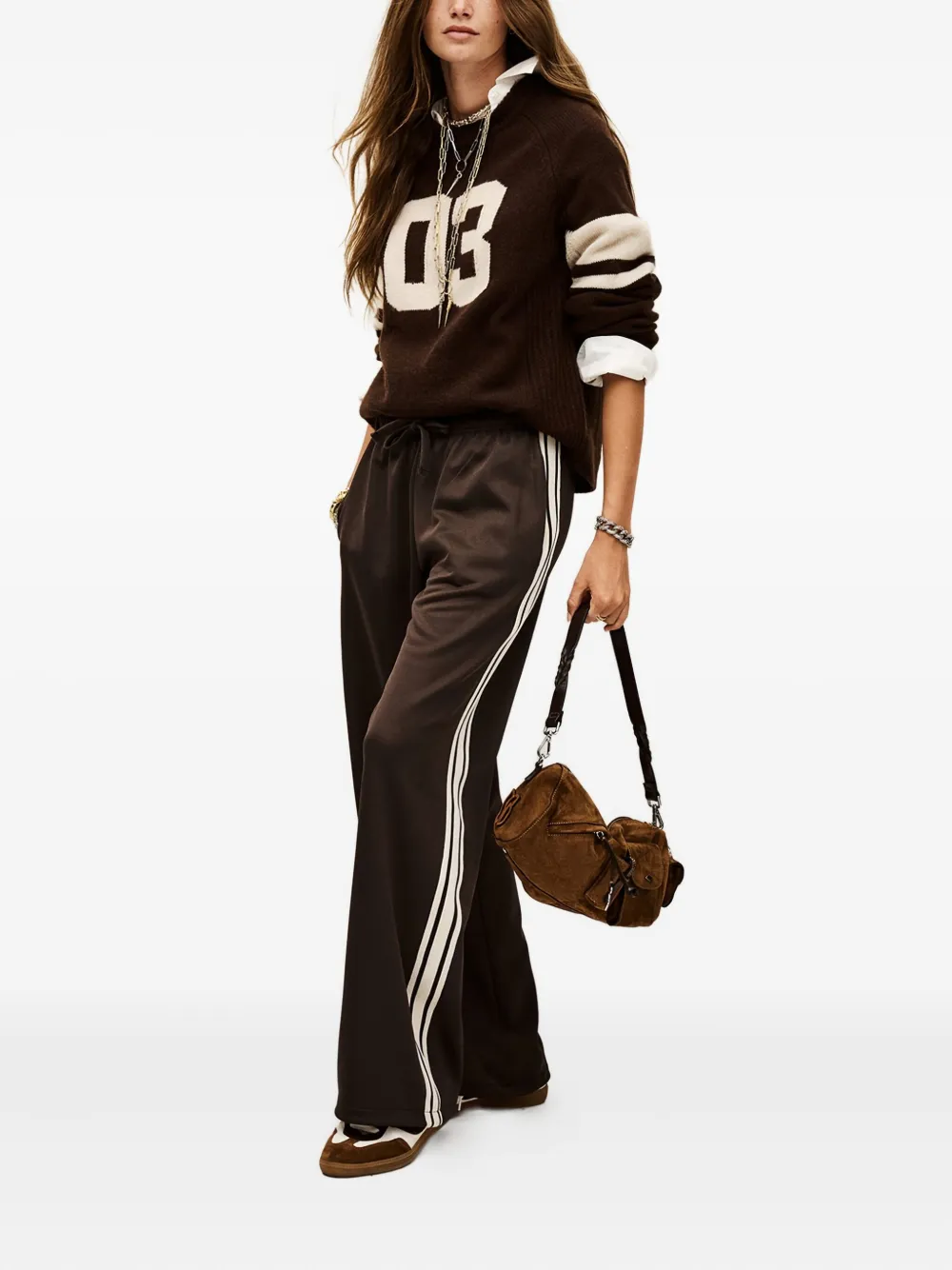 Ba&sh Joshua Stripe Drawstring Track Pants In Brown