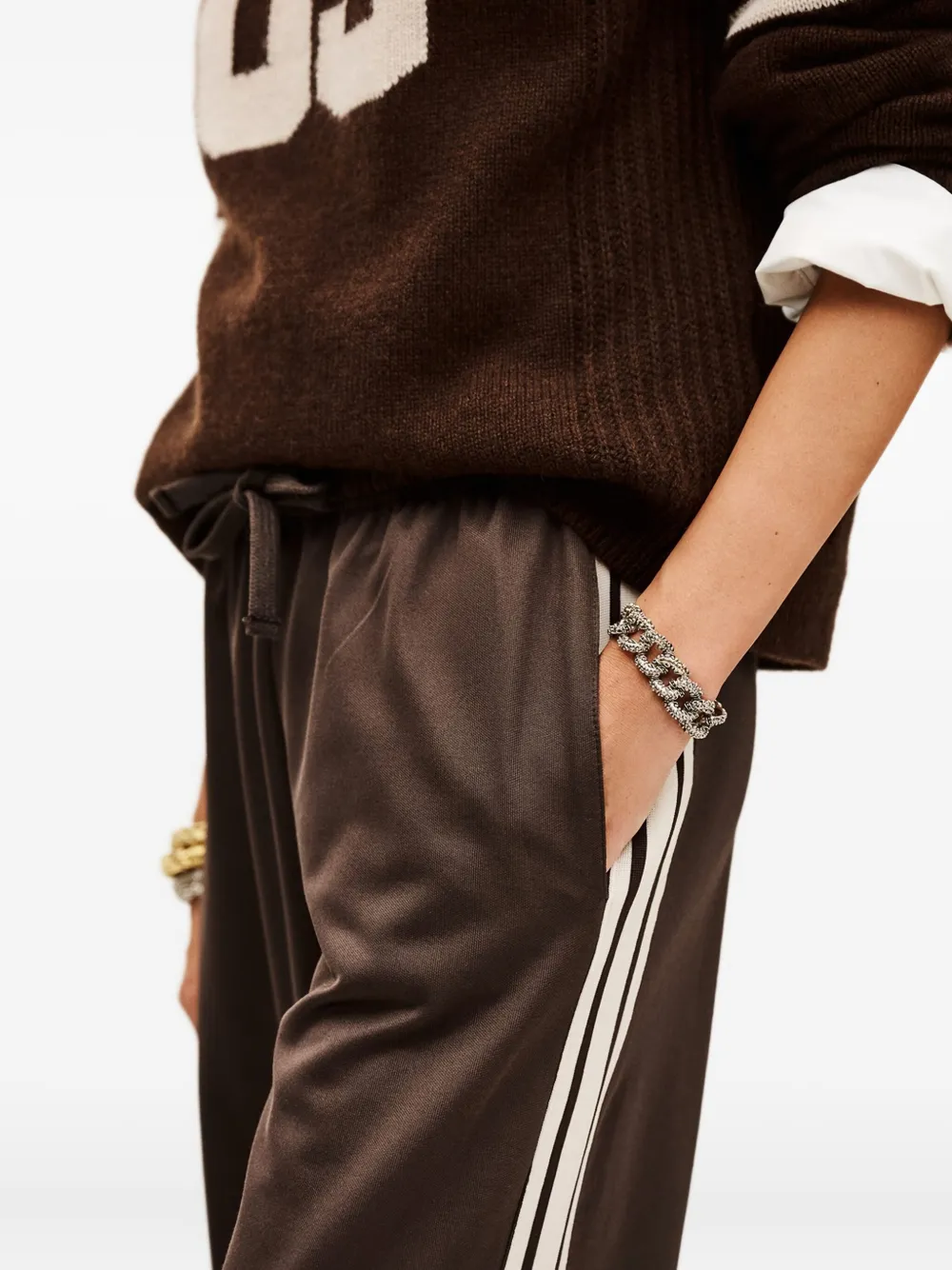Ba&sh Joshua Stripe Drawstring Track Pants In Brown