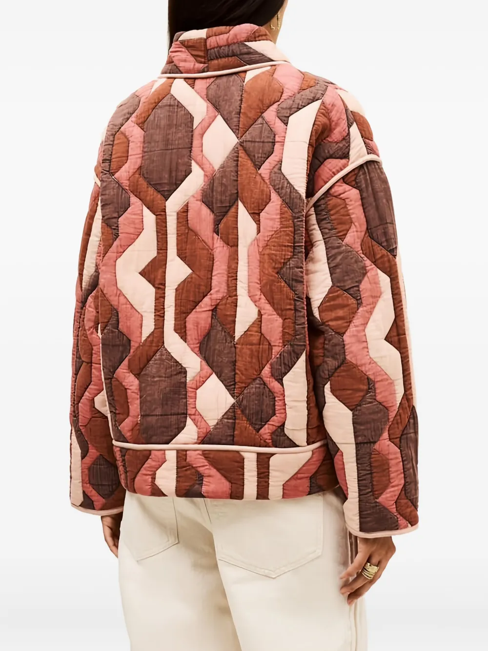 Ba&sh Trincy Geometric Quilted Jacket In Red