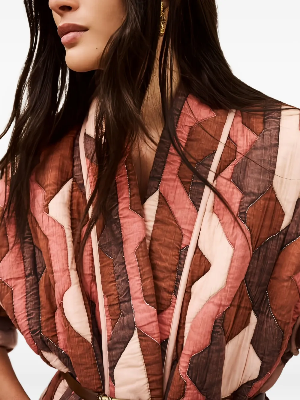Ba&sh Trincy Geometric Quilted Jacket In Red