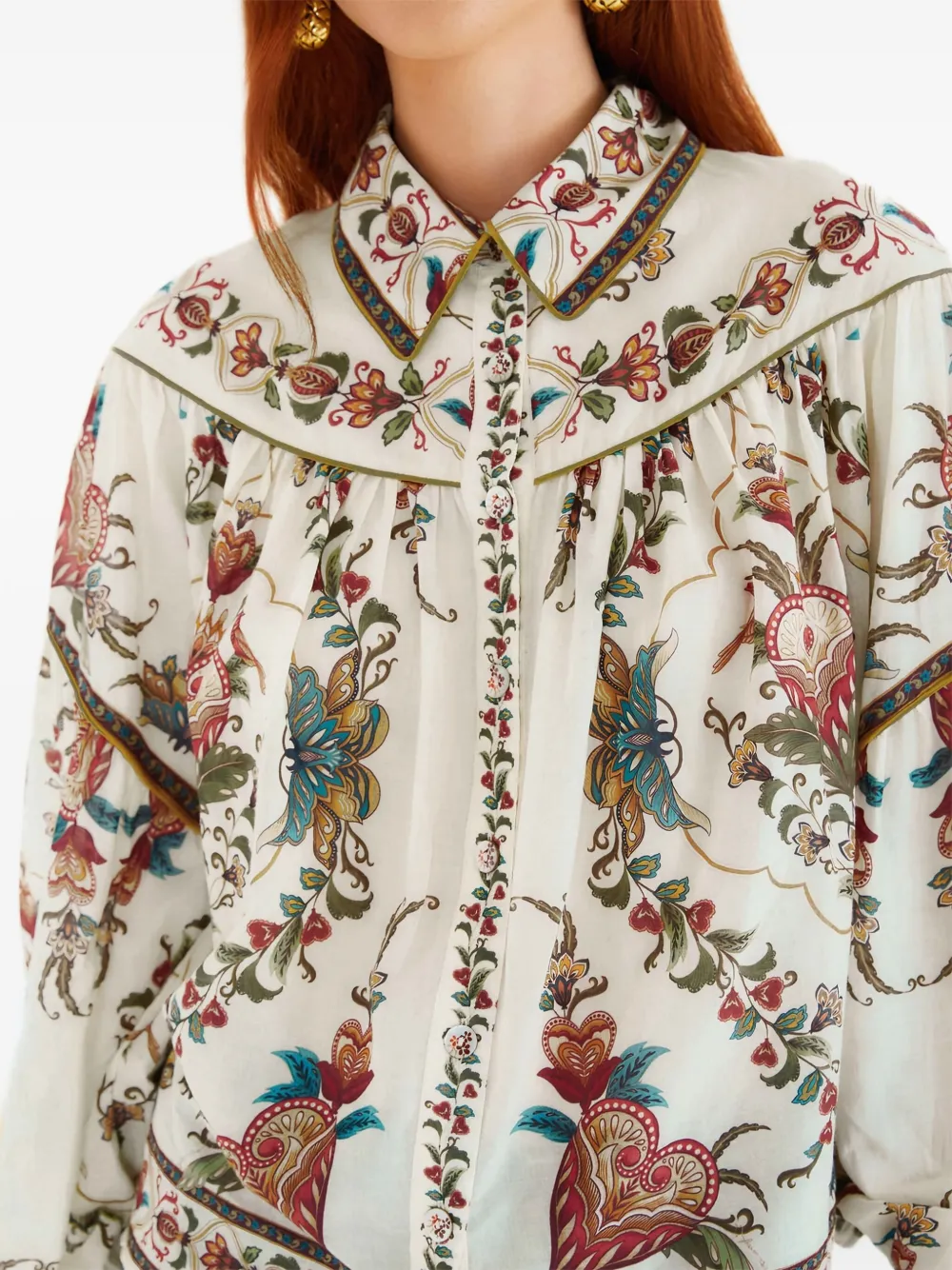 FARM Rio Shirt met bloemenprint Beige