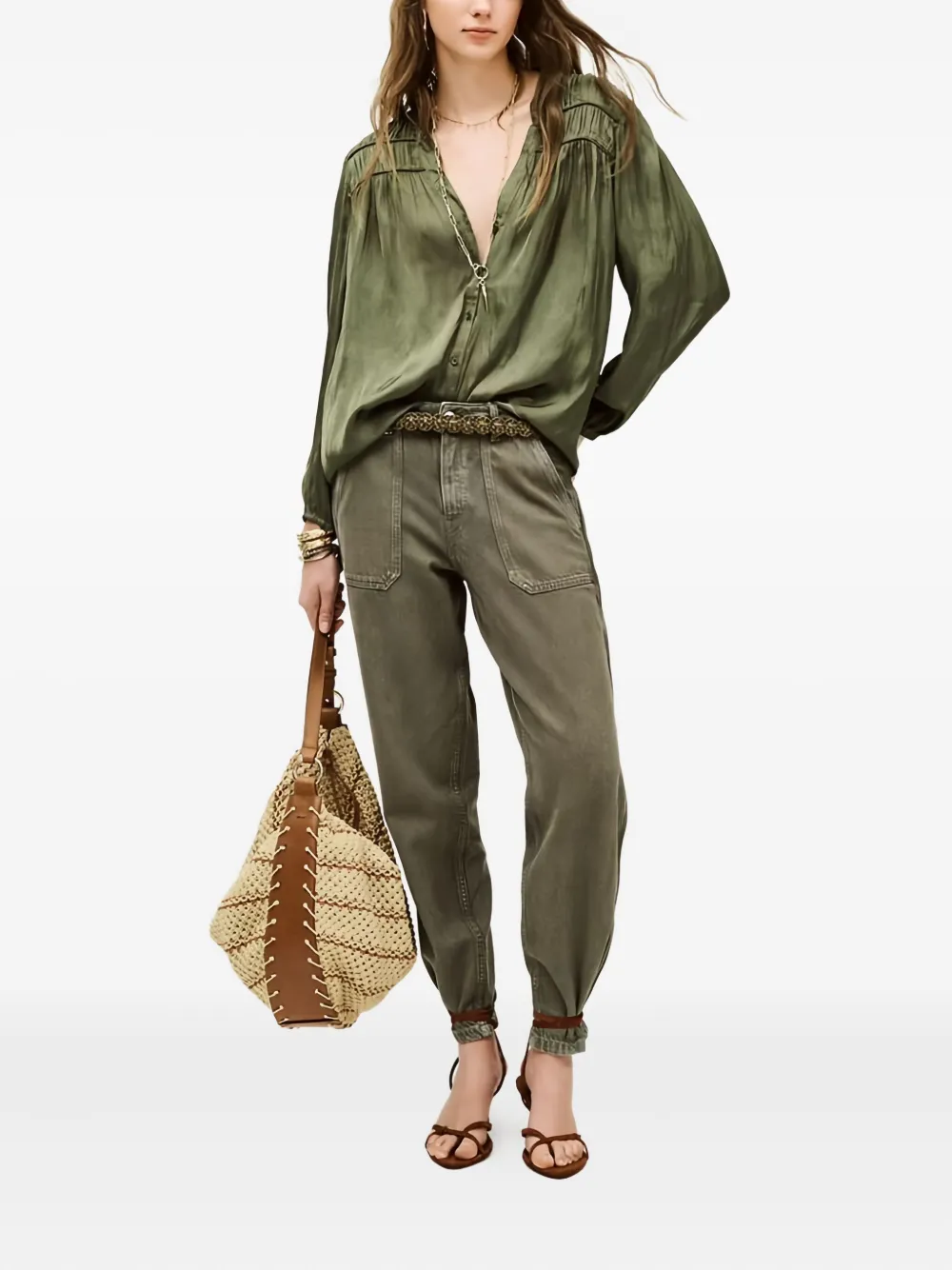Ba&sh Cessia Buttoned Shirt In Green