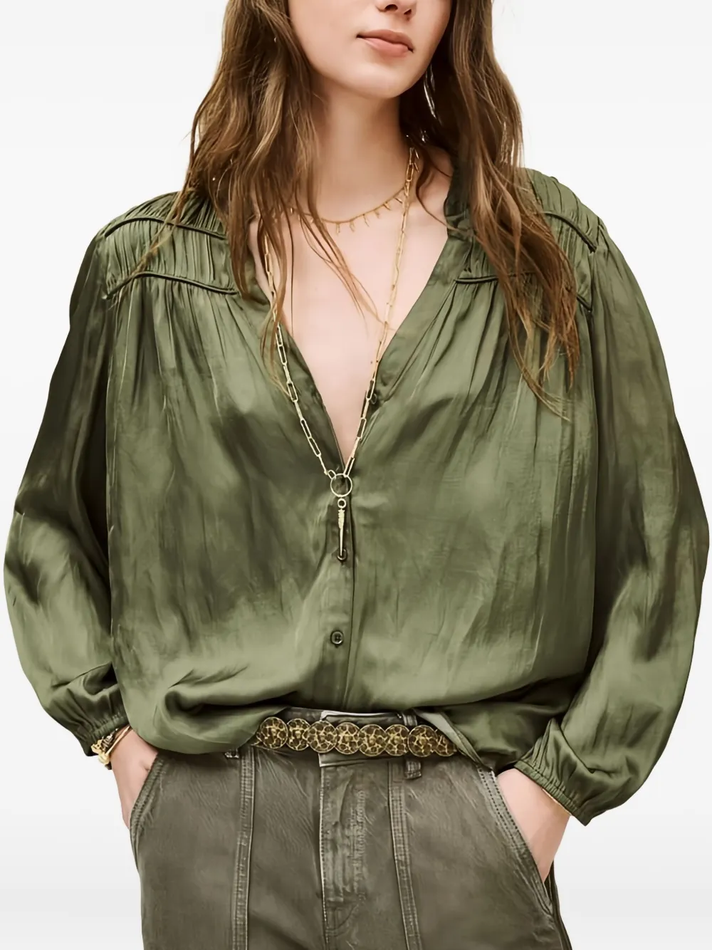 Ba&sh Cessia Buttoned Shirt In Green