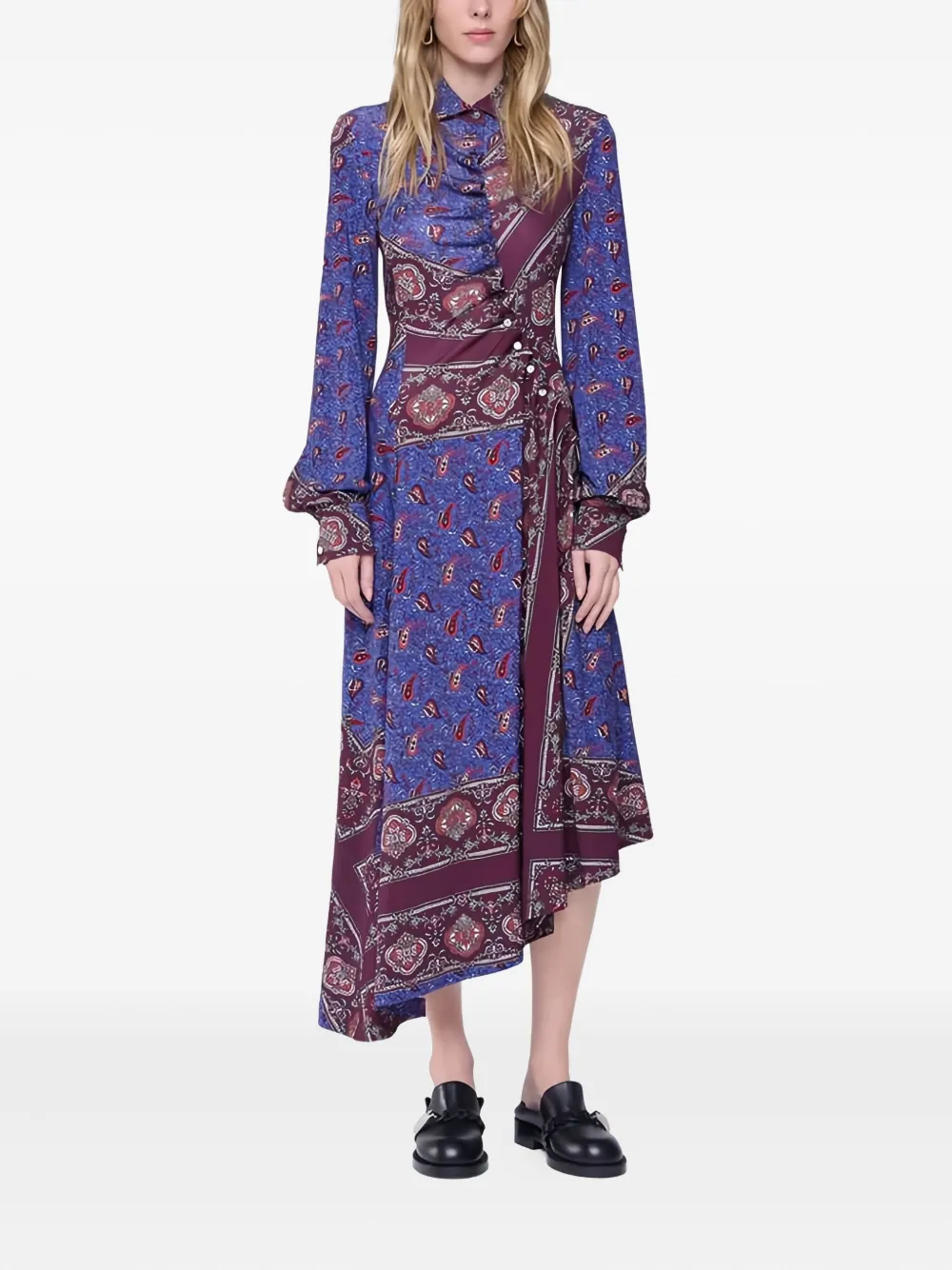 Rabanne printed asymmetric midi dress - Paars