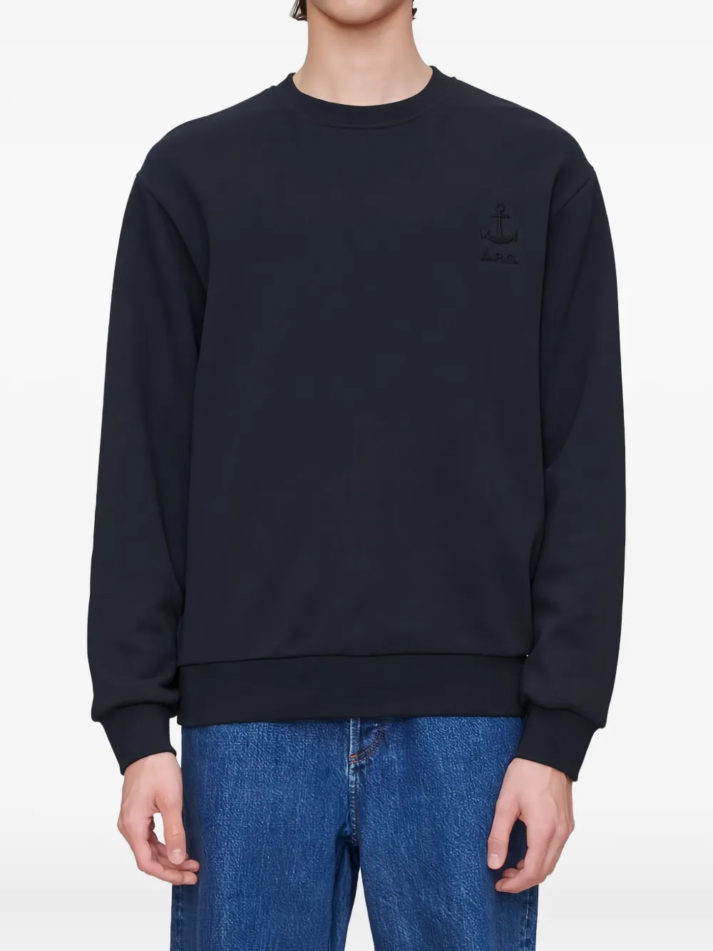 A.P.C. Cohby sweater met borduurwerk Blauw