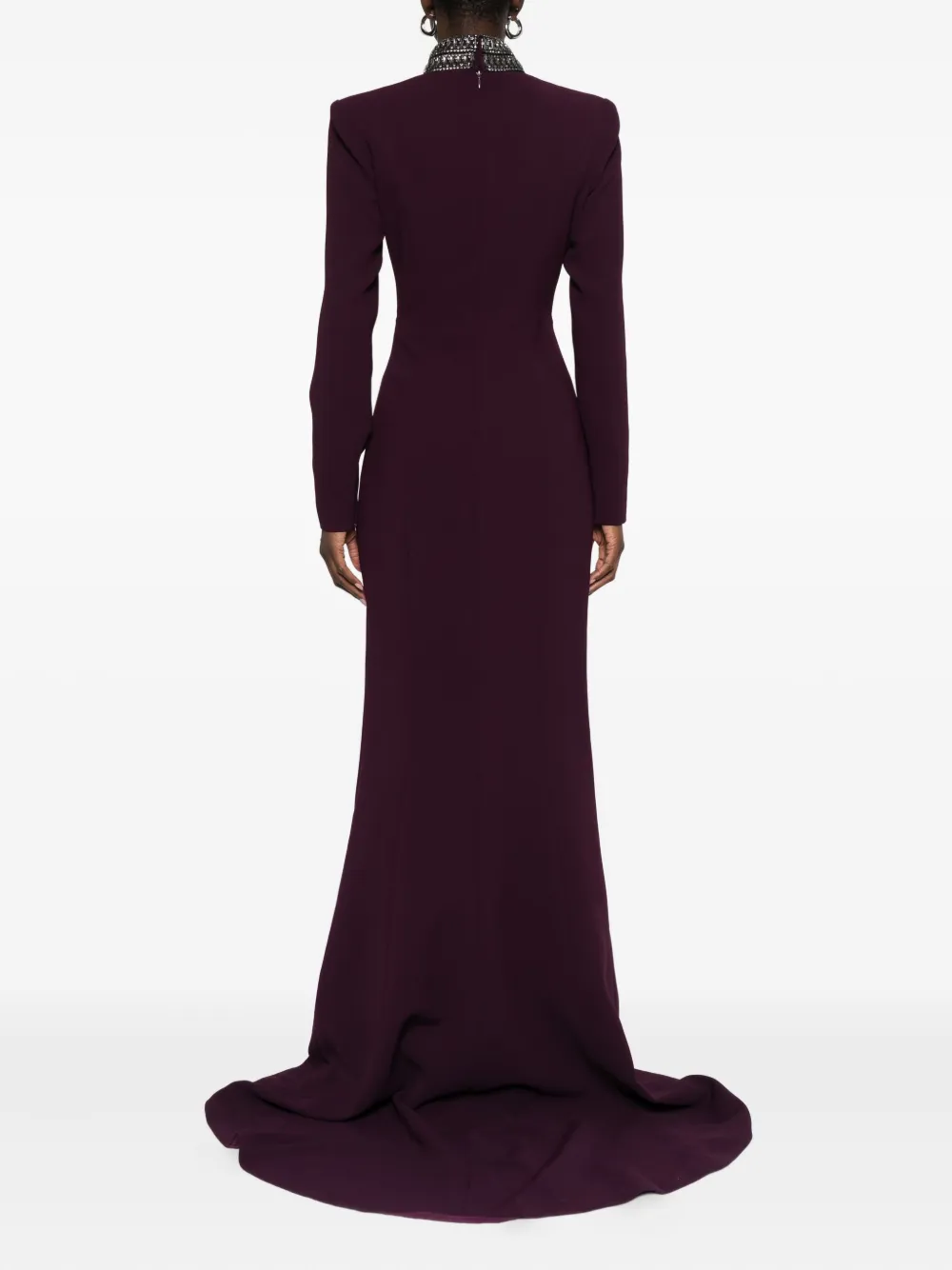 JEAN-LOUIS SABAJI Avondjurk verfraaid met kristallen Rood