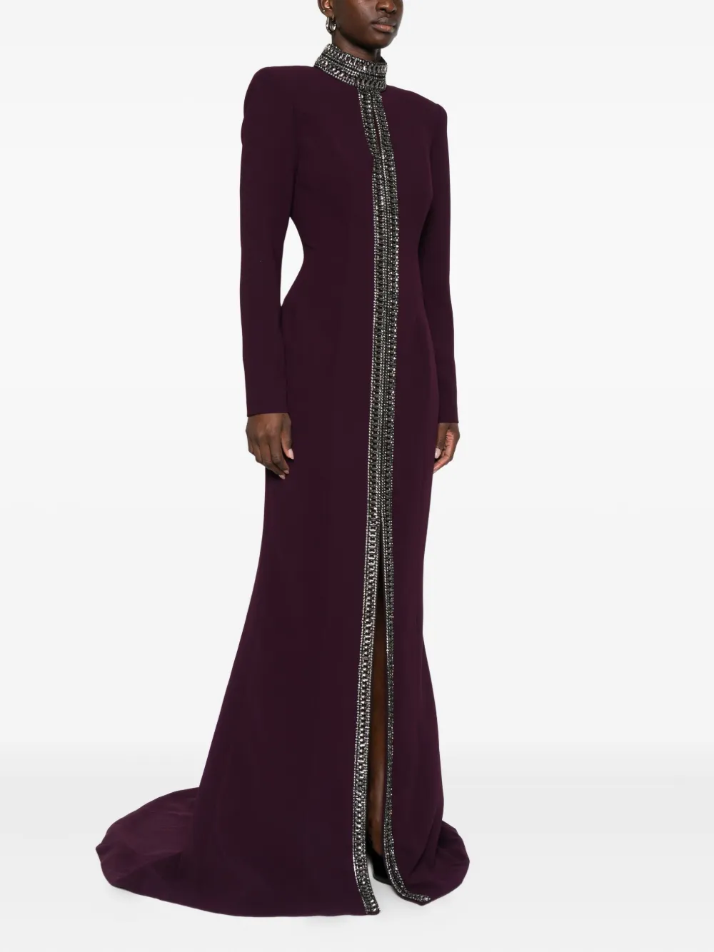 JEAN-LOUIS SABAJI Avondjurk verfraaid met kristallen Rood