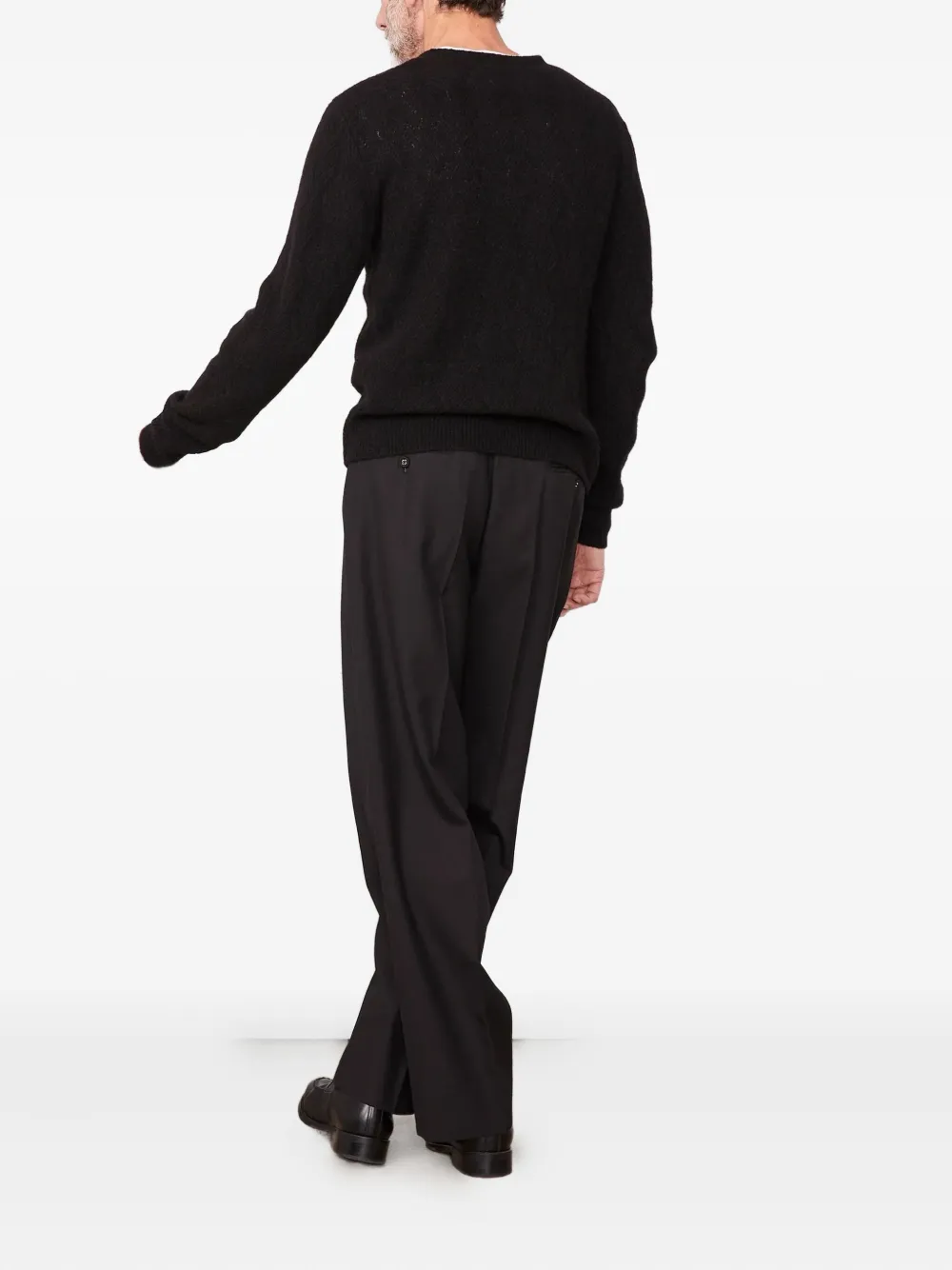 Officine Generale Herringbone Wool-lamb Fur Sweater In Black