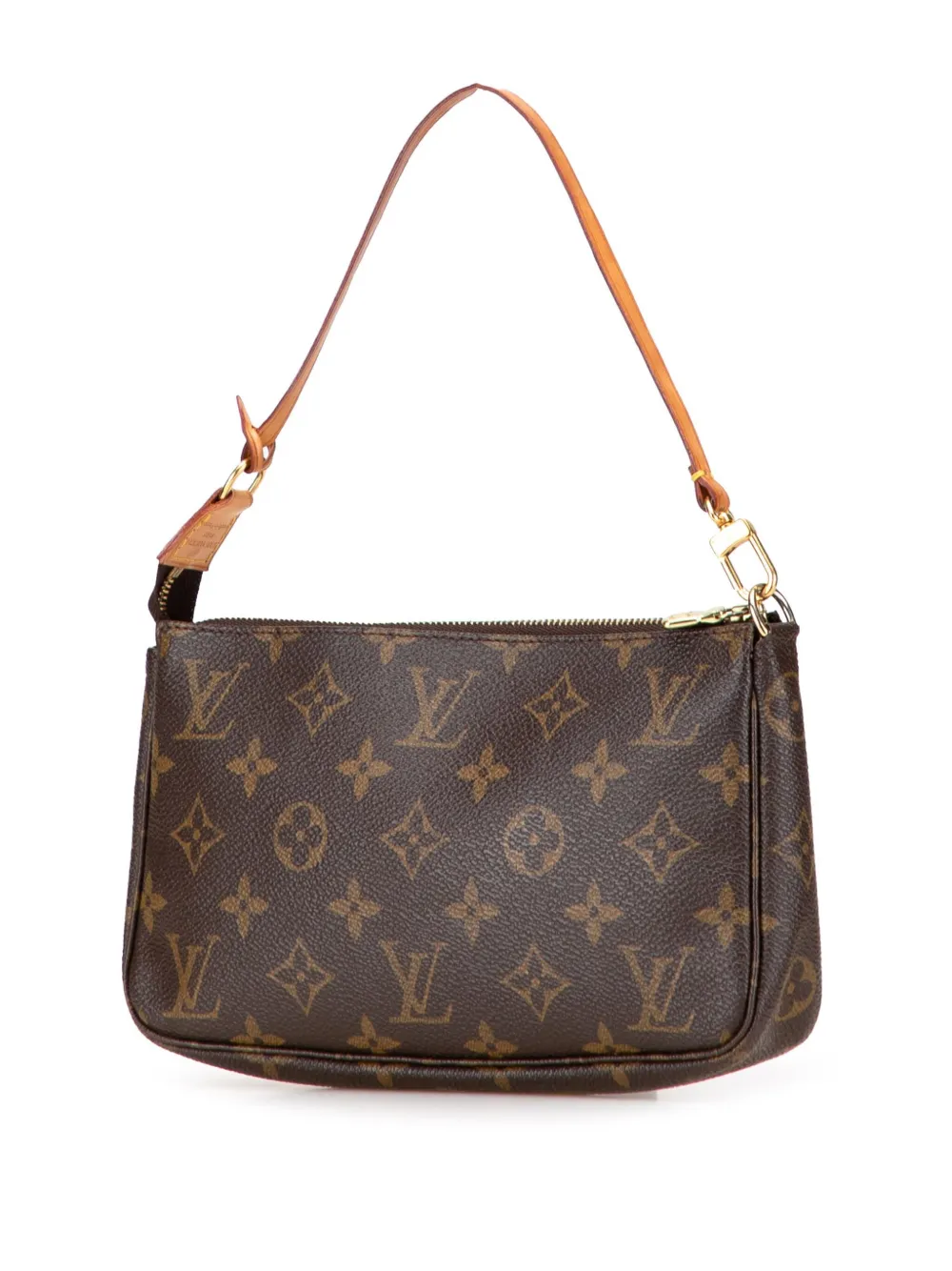 Pre-owned Louis Vuitton 2001 Monogram Pochette Accessoires Shoulder Bag In Brown