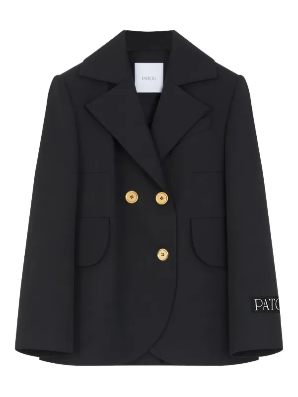 Patou Double-breasted Tie Jacket in Black