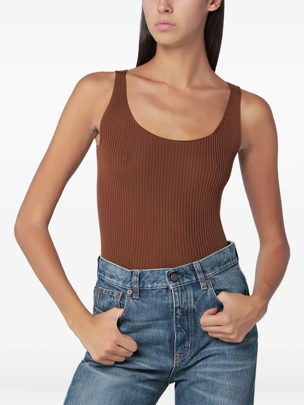Roberto Collina ribbed tank top | Brown | Image 1