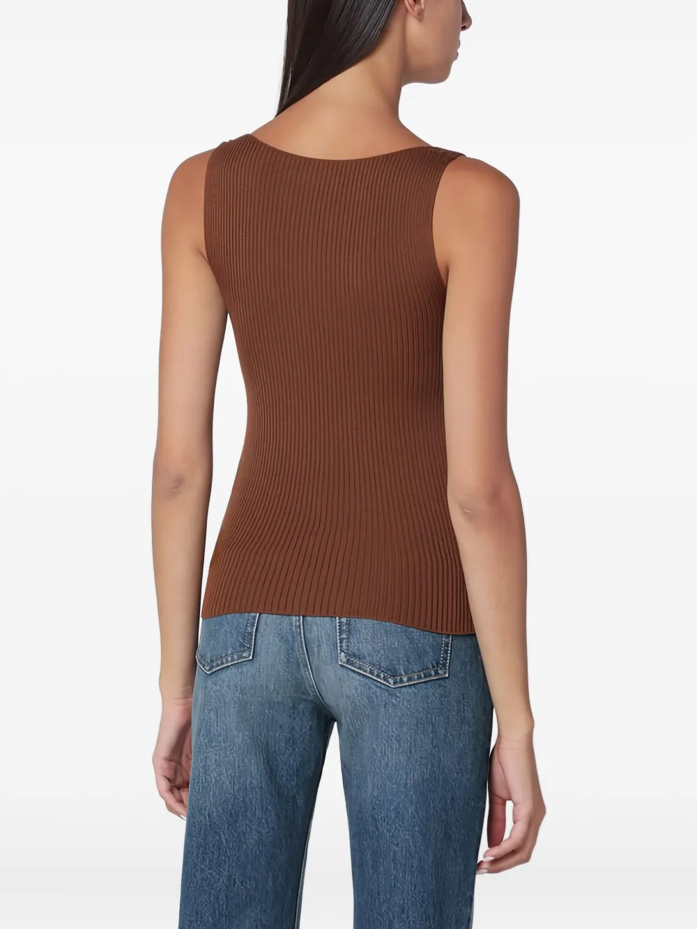 Roberto Collina Geribbelde tanktop Bruin