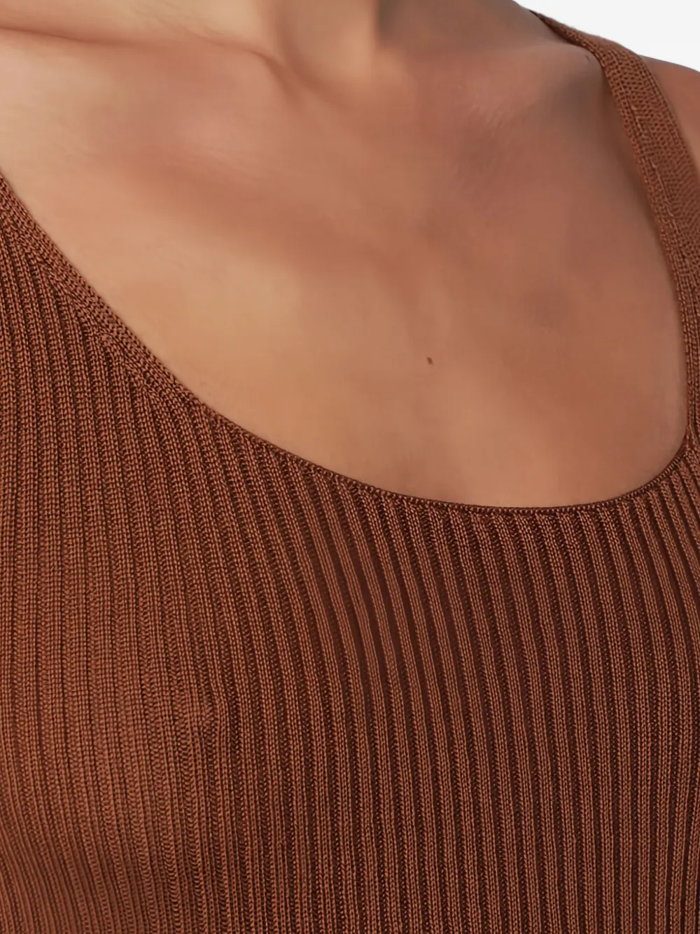 Roberto Collina Geribbelde tanktop Bruin