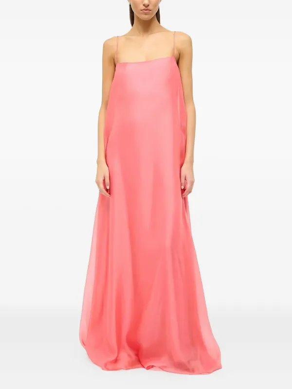 strapless open back dress Ariella Pink Satin Strapless Maxi Dress - US 10