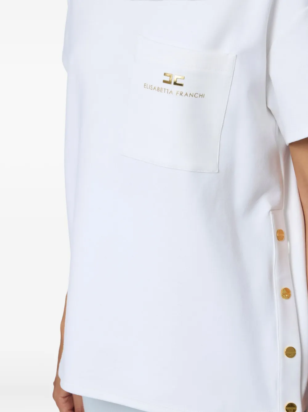 Elisabetta Franchi T-shirt met zakken knopen Wit