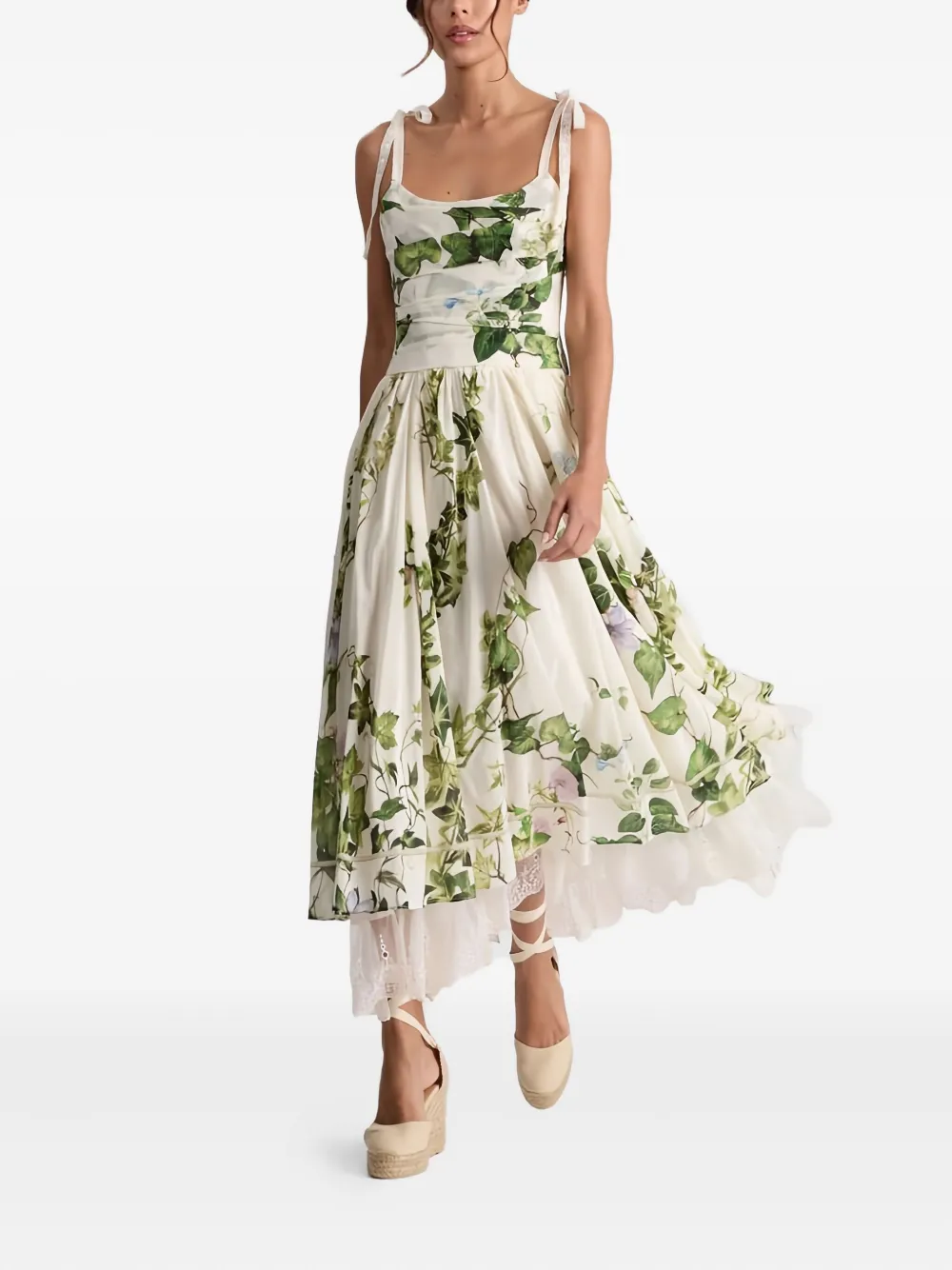 Alice + olivia Haven floral midi dress - Beige