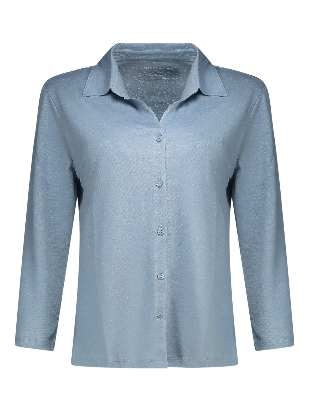 Majestic Filatures buttoned collared top | Blue | Image 1