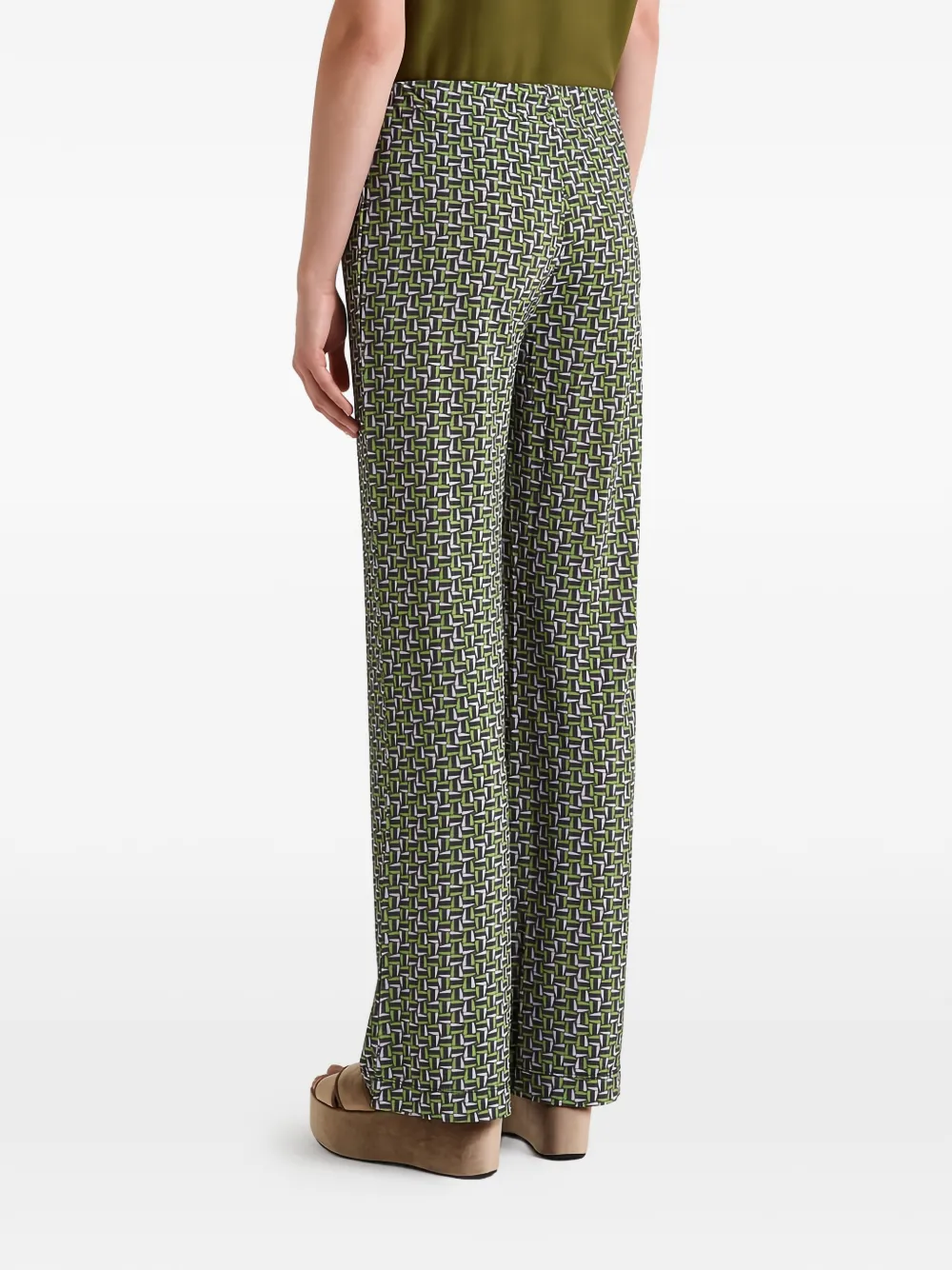 Maliparmi Mali Strones Geometric-pattern Palazzo Pants In Green