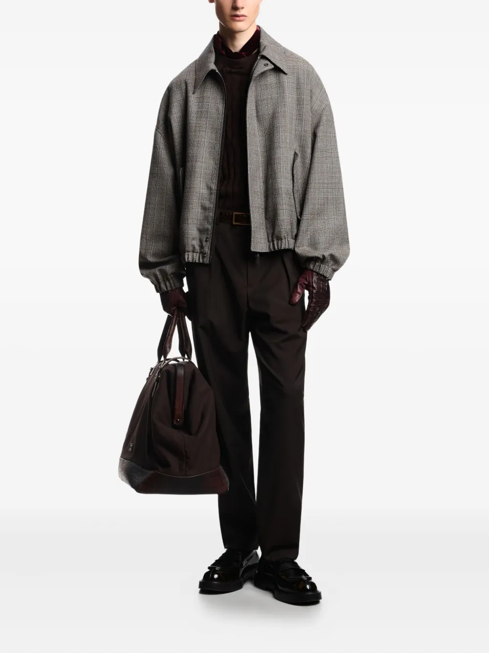Emporio Armani cable-knit crew-neck sweater - Bruin