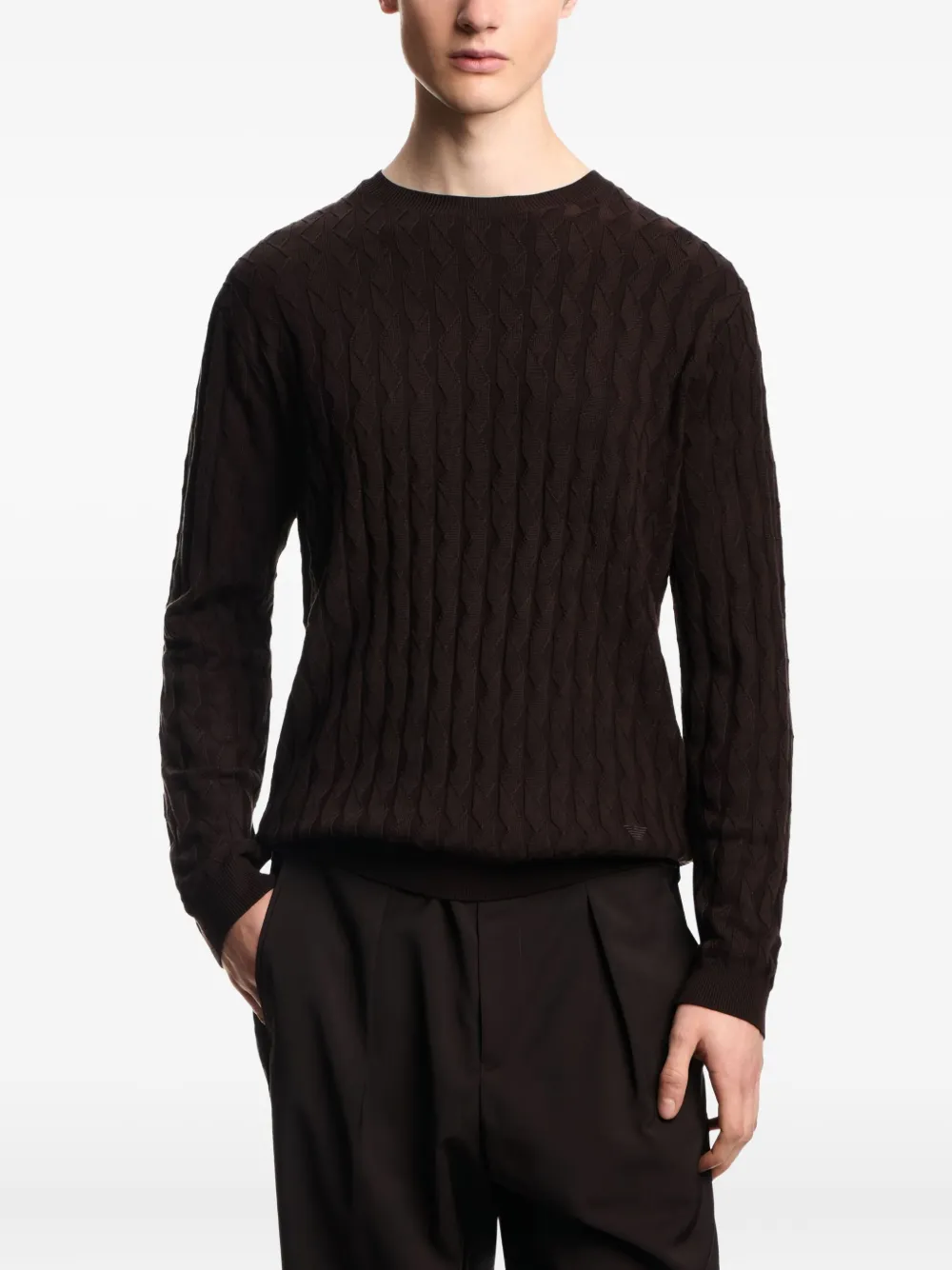 Emporio Armani Kabelgebreide trui Bruin