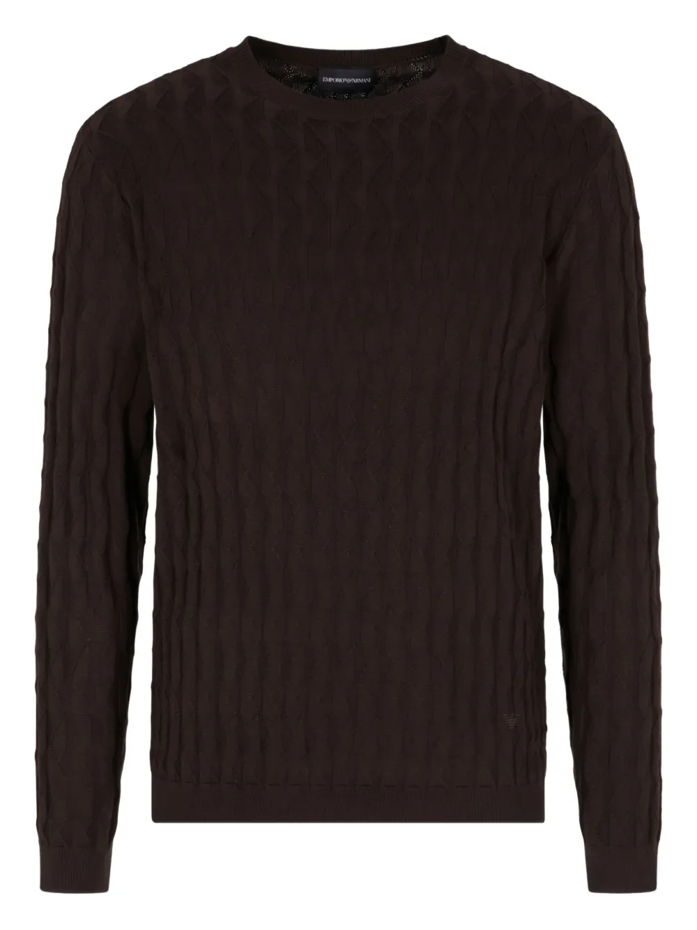 Emporio Armani cable-knit crew-neck sweater - Marrone