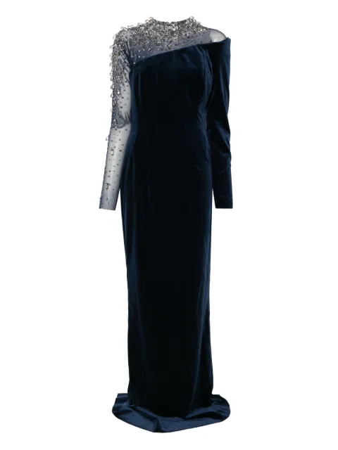 JEAN-LOUIS SABAJI vestido de fiesta asimétrico con detalles de cristal