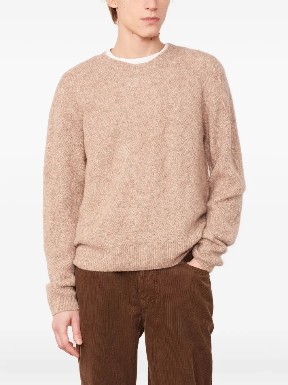 Officine Generale herringbone long-sleeve sweater | Neutrals | Image 1