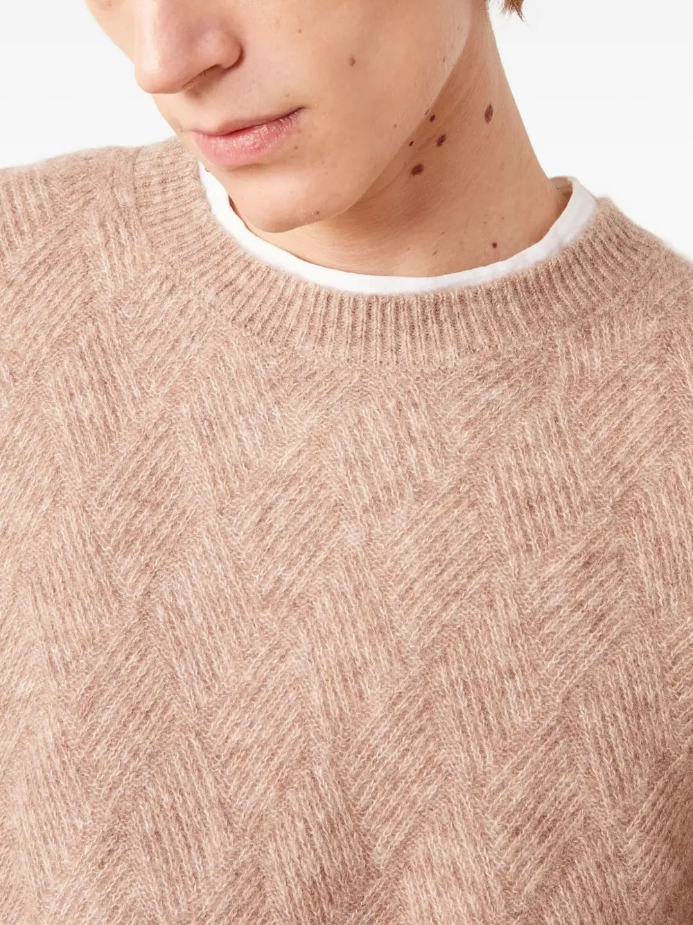 Officine Generale Herringbone Long-sleeve Sweater In Neutral