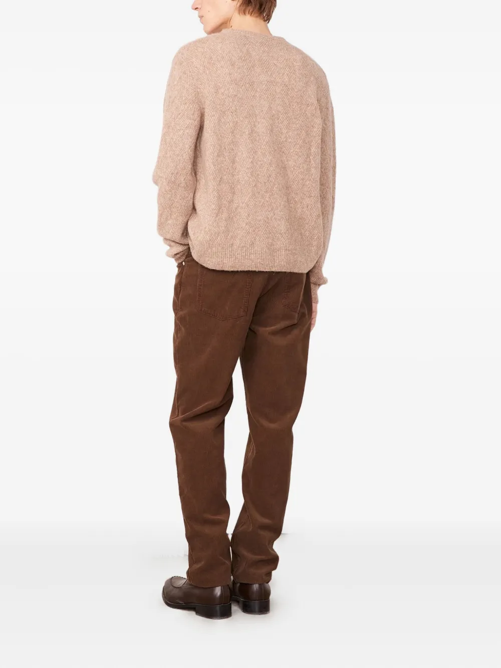 Officine Generale Herringbone Long-sleeve Sweater In Neutral