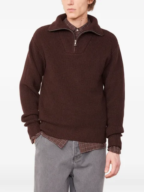 Officine Generale ribbed high-neck half-zip sweater