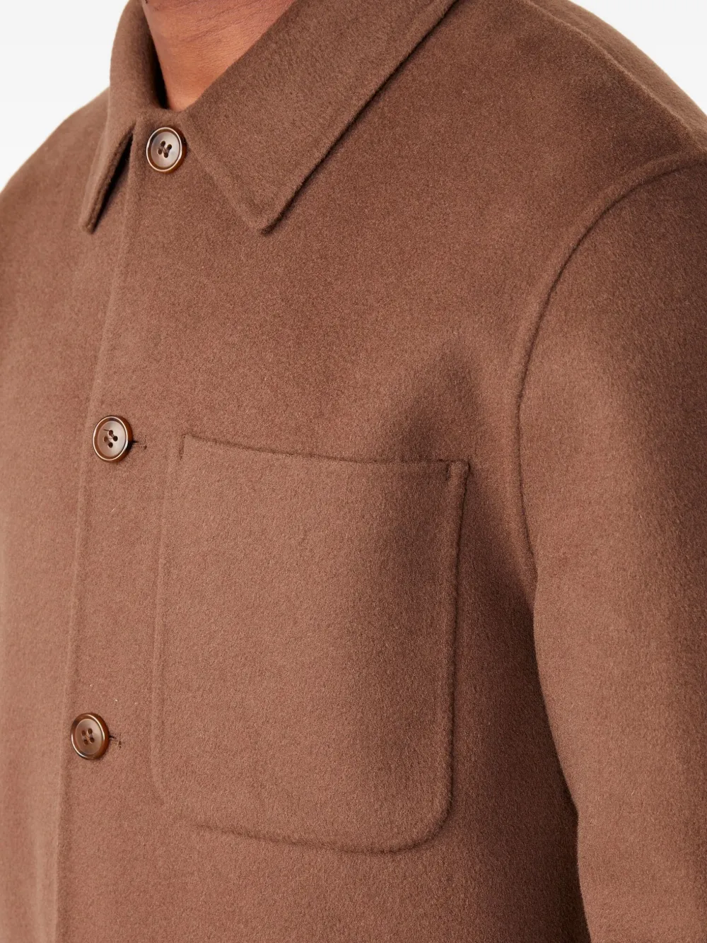Officine Generale Patch-pocket Wool Jacket In Brown