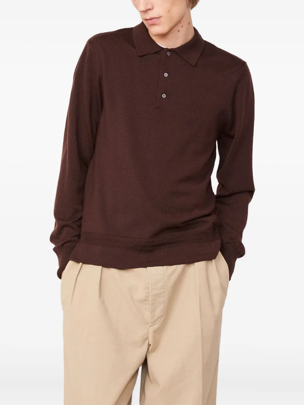 Officine Generale Poloshirt met lange mouwen Bruin