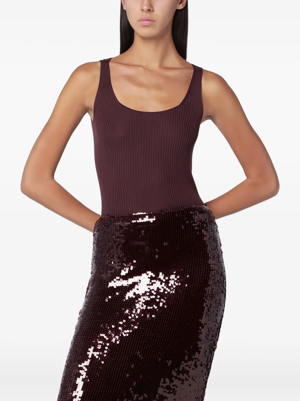 Roberto Collina Canotta ribbed top | Brown | Image 1