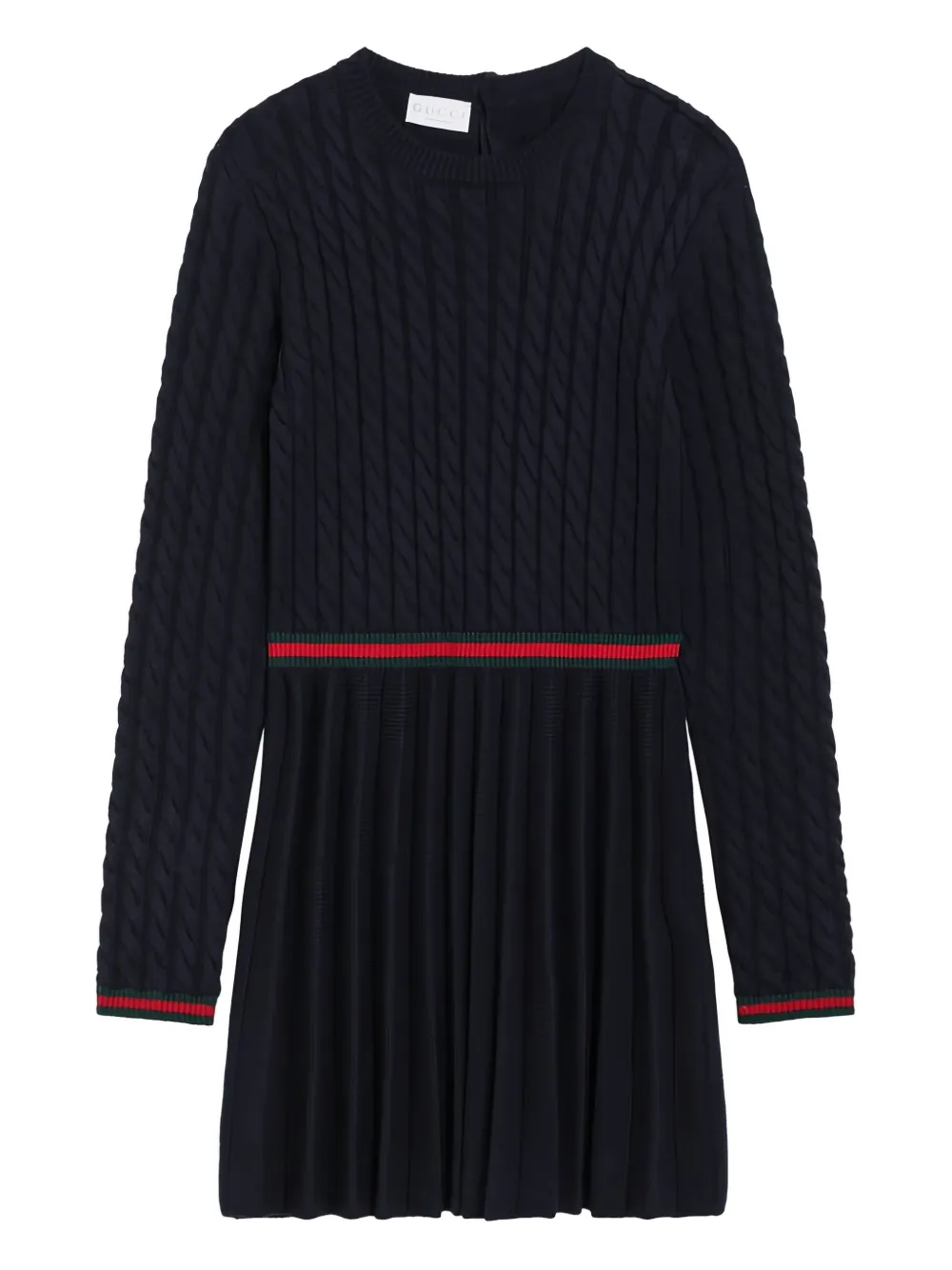 Gucci Kids Gestreiftes Kleid mit Zopfmuster - Blau