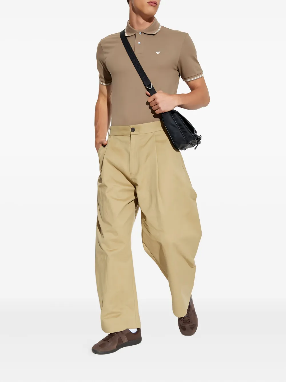 Emporio Armani logo trim polo shirt - Bruin