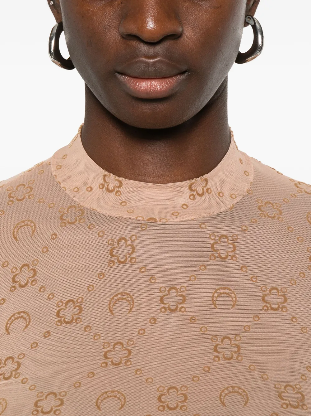 Marine Serre Top met bloemen- en maanprint Bruin