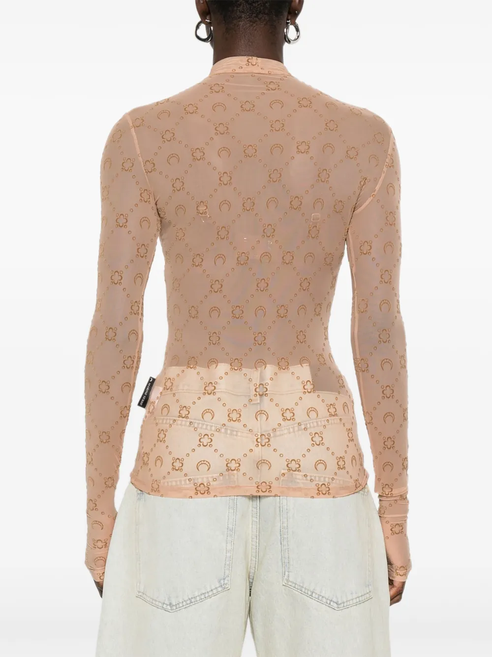 Marine Serre Top met bloemen- en maanprint Bruin