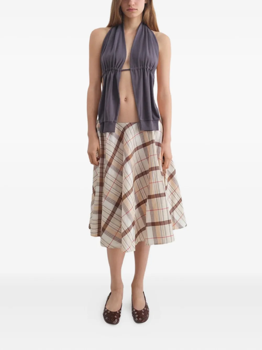 Gimaguas Agusta plaid midi skirt - Beige