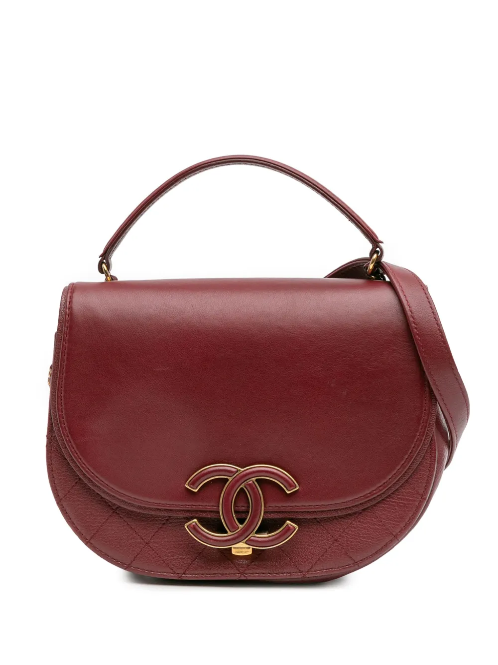 CHANEL Pre-Owned 2017-2018 Small Calfskin Coco Curve Flap satchel | Red | Image 1